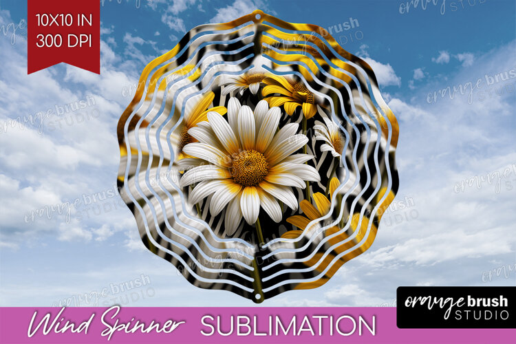 3D Flowers Wind Spinner Sublimation PNG - Summer Round example image 1