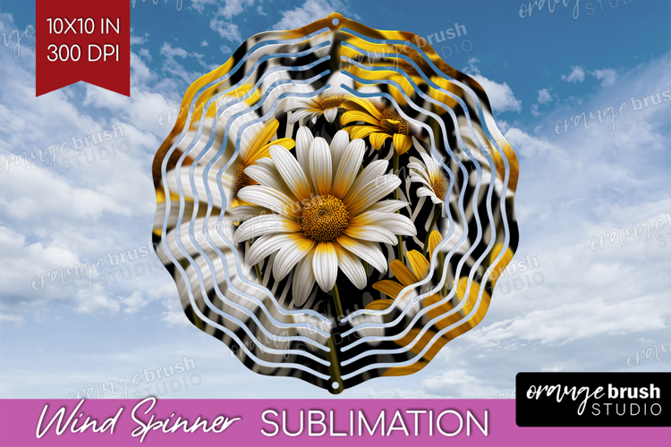 3D Flowers Wind Spinner Sublimation PNG - Summer Round