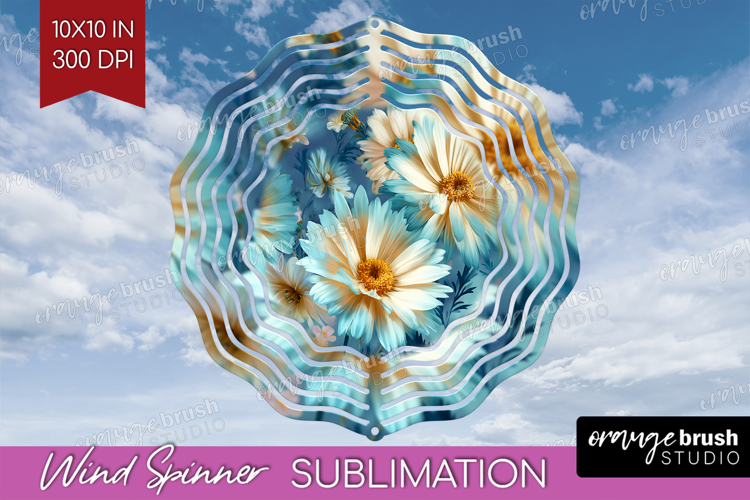3D Flowers Wind Spinner Sublimation PNG - Summer Round