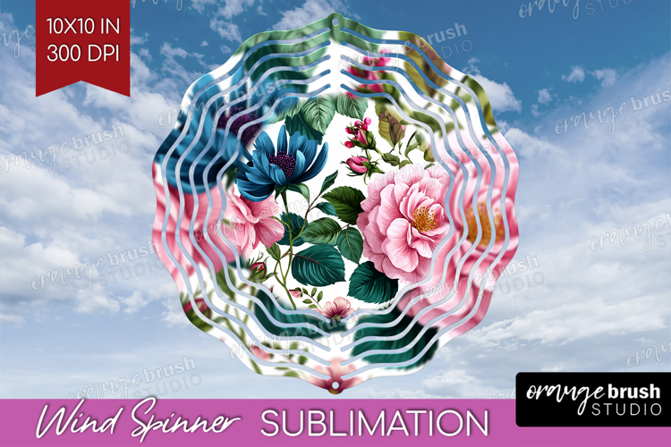 3D Flowers Wind Spinner Sublimation PNG - Summer Round