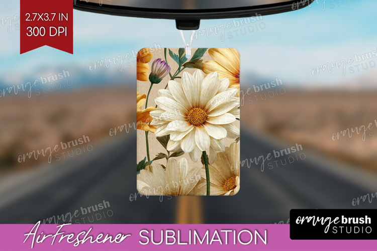 3D Flowers Air Freshener PNG - Summer PNG Sublimation