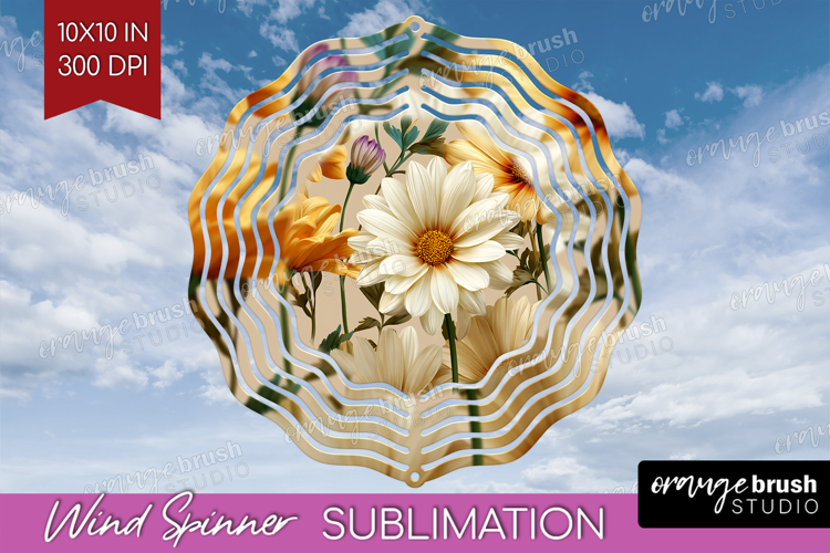 3D Flowers Wind Spinner Sublimation PNG - Summer Round
