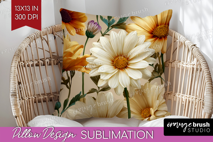 3D Flowers Pillow Sublimation - Summer Pillow Cover PNG