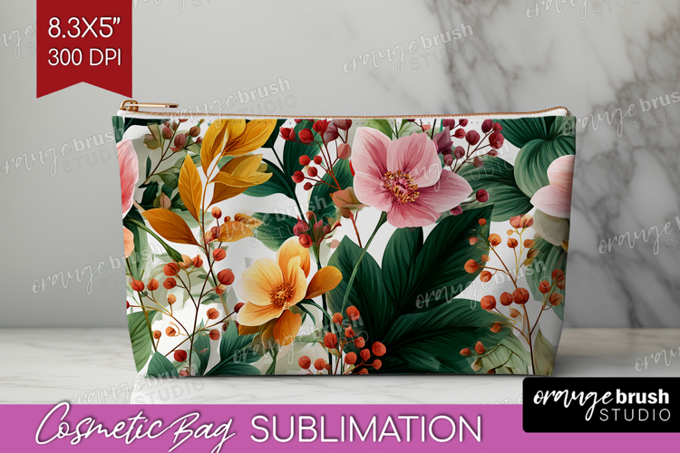 3D Flowers Cosmetic Bag - Summer Makeup Bag PNG Sublimation