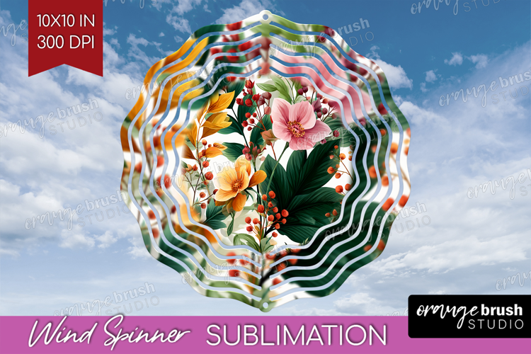 3D Flowers Wind Spinner Sublimation PNG - Summer Round