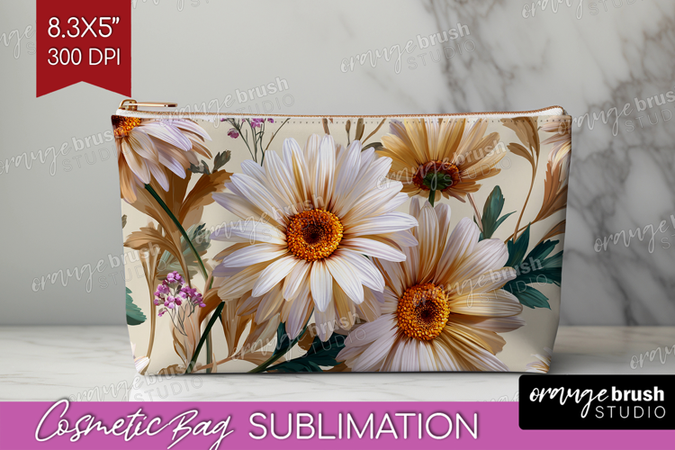 3D Flowers Cosmetic Bag - Summer Makeup Bag PNG Sublimation