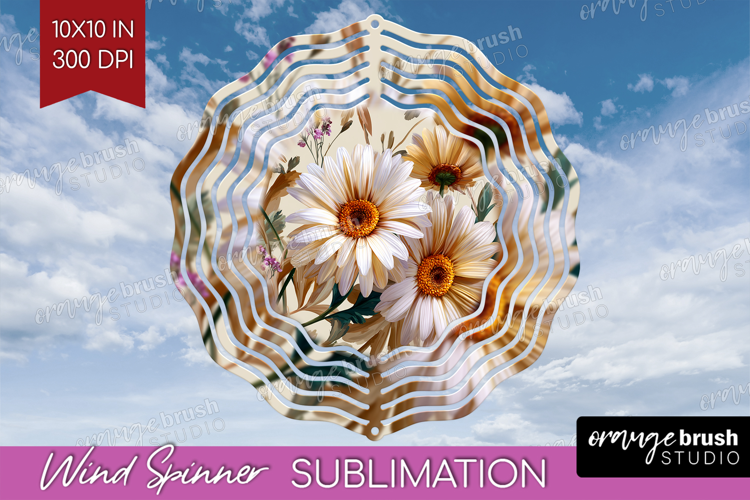 3D Flowers Wind Spinner Sublimation PNG - Summer Round