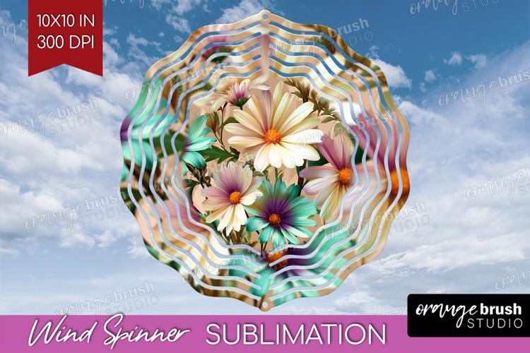 3D Flowers Wind Spinner Sublimation PNG - Summer Round