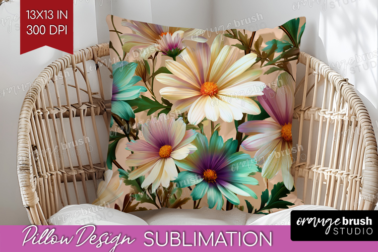 3D Flowers Pillow Sublimation - Summer Pillow Cover PNG