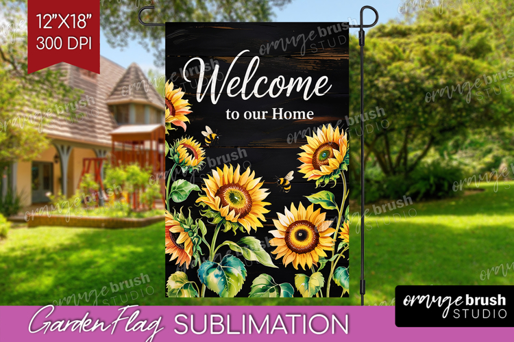Summer Garden Flag Sublimation - Sping Welcome Sign PNG