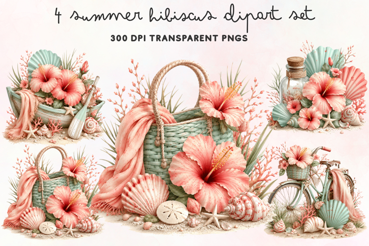 Summer Hibiscus Clipart PNG