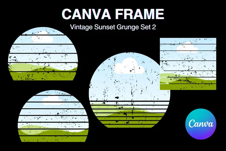 Retro Sunset Canva Frame Grunge Distressed Photo Frame_2