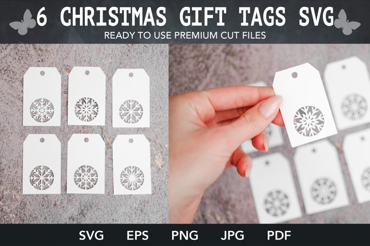 6 Christmas Tags SVG files, tags for presents, New Year example image 1