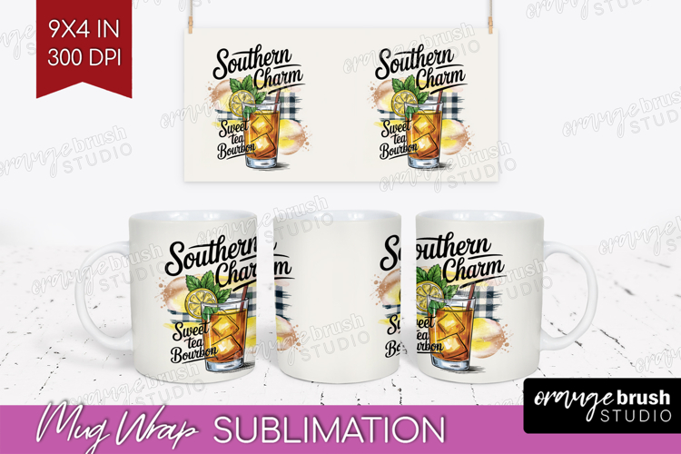Tea Bourbon Cocktail Mug Wrap Summer Drink Mug PNG