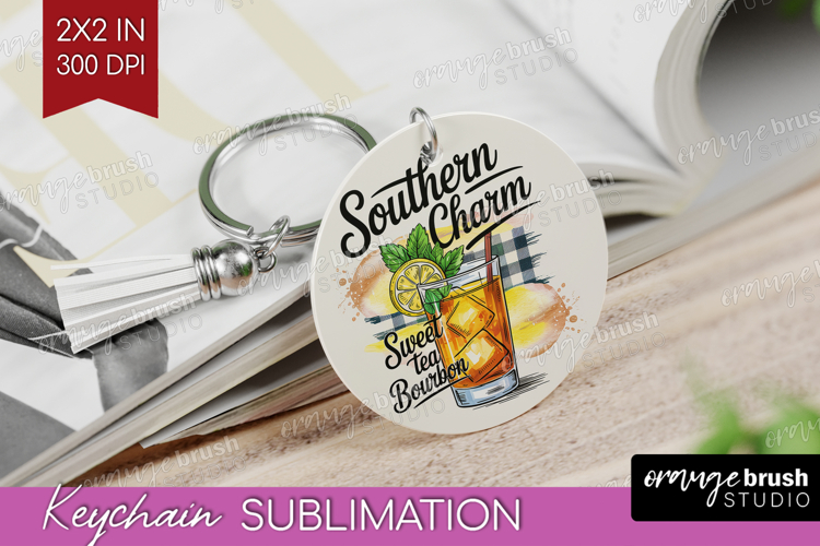 Tea Bourbon Cocktail Keychain PNG Summer Drink Keychain