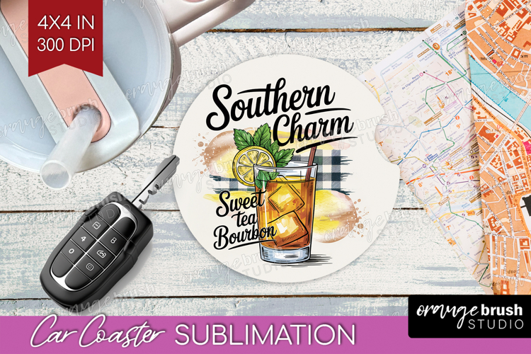 Tea Bourbon Cocktail Car Coaster Summer Drink Coaster PNG