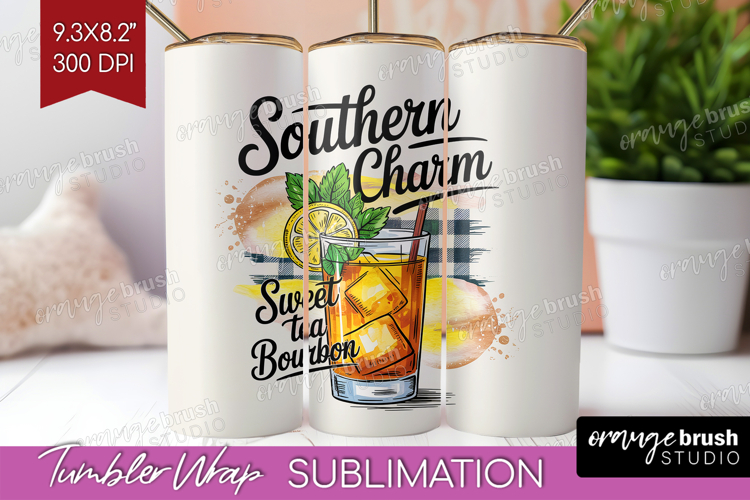 Tea Bourbon Cocktail Tumbler Wrap Summer Drink Tumbler PNG