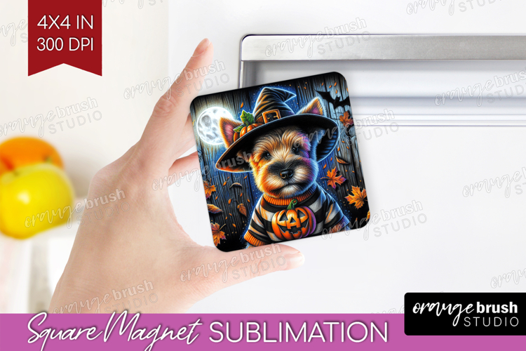 Terrier Dog Magnet Sublimation Halloween Square Magnet PNG