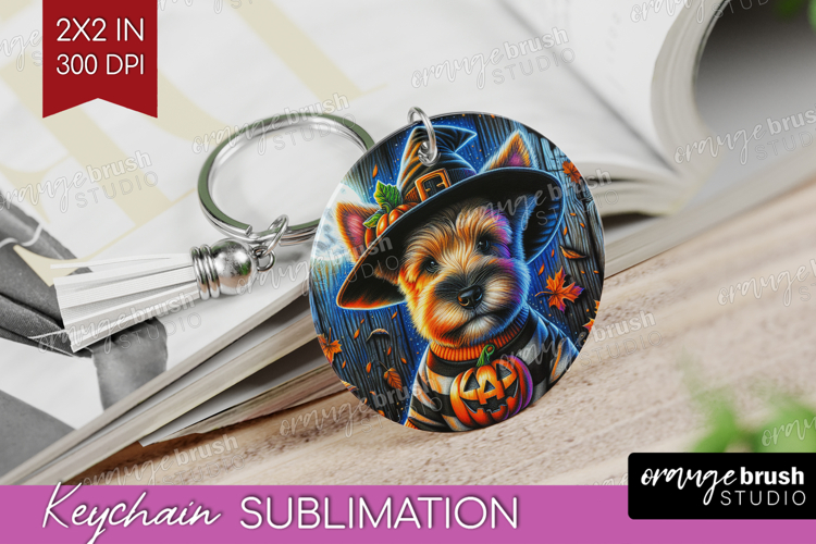 Terrier Dog Keychain PNG Halloween Keychain Sublimation