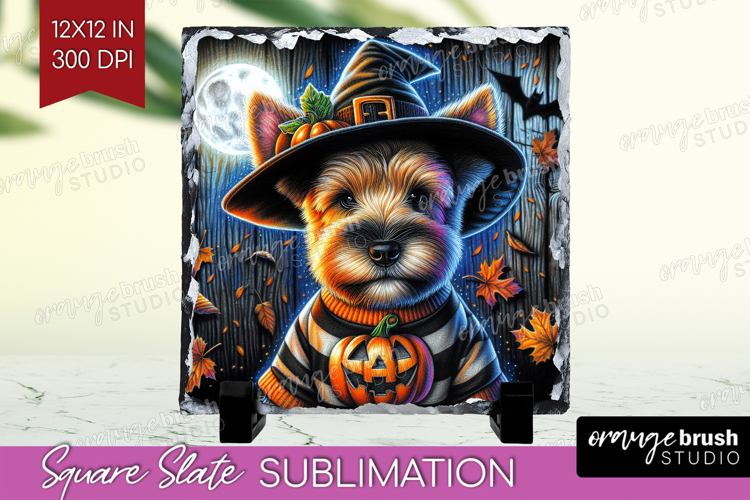 Terrier Dog Slate PNG Halloween Square Slate Sublimation
