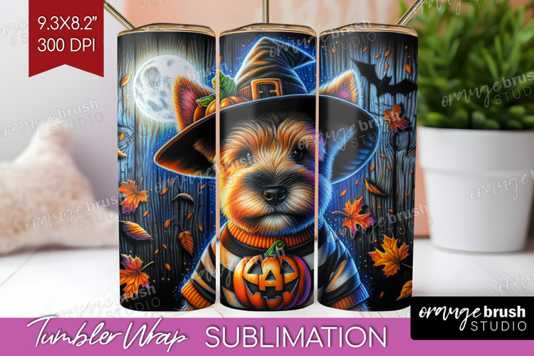 Terrier Dog Tumbler Wrap Halloween Tumbler PNG Sublimation