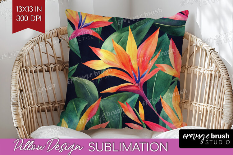 Tropical Flowers Pillow Sublimation - Floral Pillow Cover example image 1