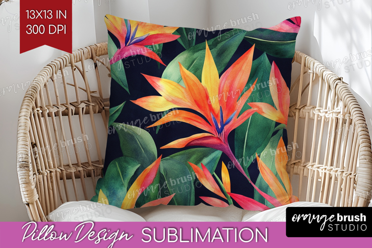 Tropical Flowers Pillow Sublimation - Floral Pillow Cover
