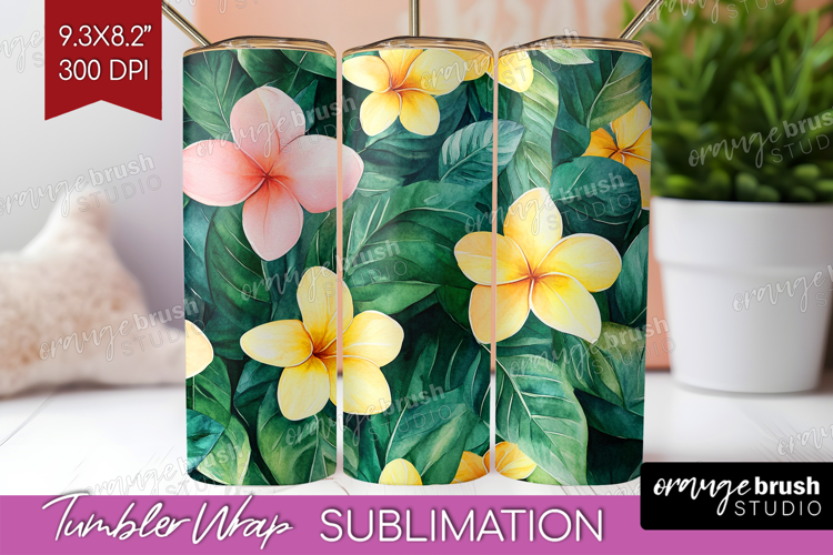 Tropical Flowers Tumbler Wrap - Floral Tumbler PNG