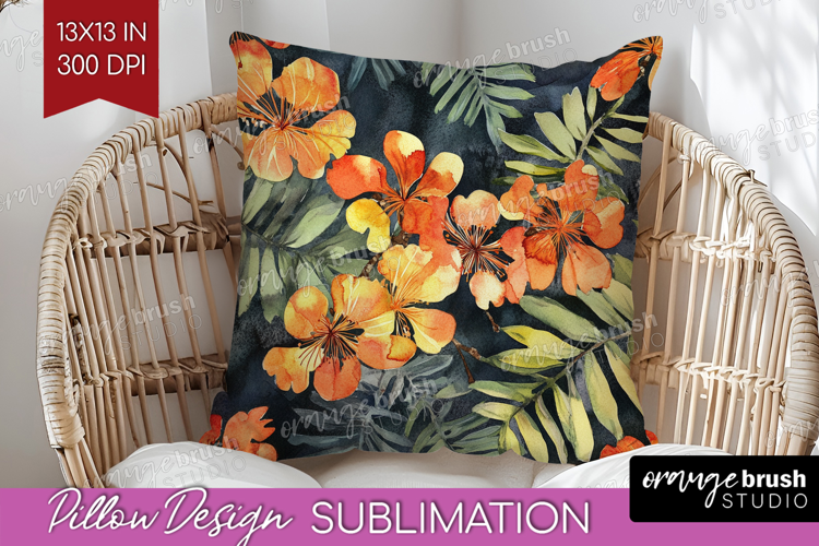 Tropical Flowers Pillow Sublimation - Floral Pillow Cover
