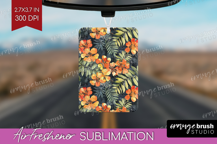Tropical Flowers Air Freshener PNG - Floral PNG Sublimation
