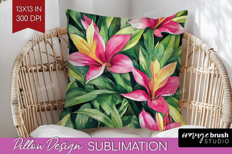 Tropical Flowers Pillow Sublimation - Floral Pillow Cover example image 1