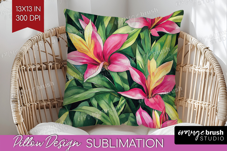 Tropical Flowers Pillow Sublimation - Floral Pillow Cover