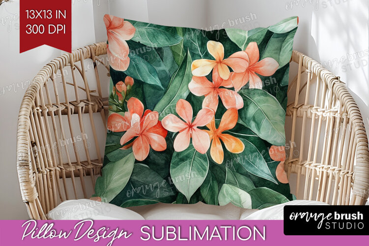 Tropical Flowers Pillow Sublimation - Floral Pillow Cover example image 1