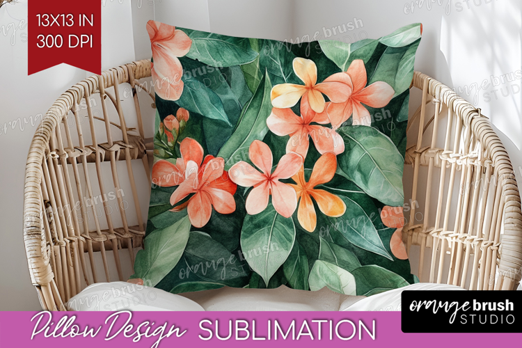 Tropical Flowers Pillow Sublimation - Floral Pillow Cover