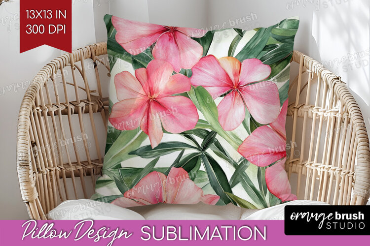Tropical Flowers Pillow Sublimation - Floral Pillow Cover example image 1