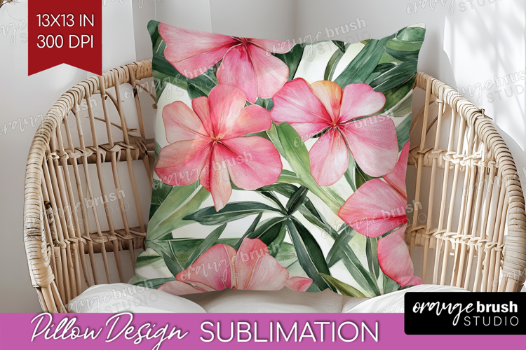 Tropical Flowers Pillow Sublimation - Floral Pillow Cover