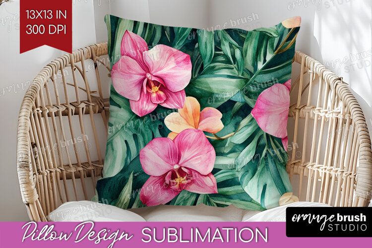 Tropical Flowers Pillow Sublimation - Floral Pillow Cover example image 1