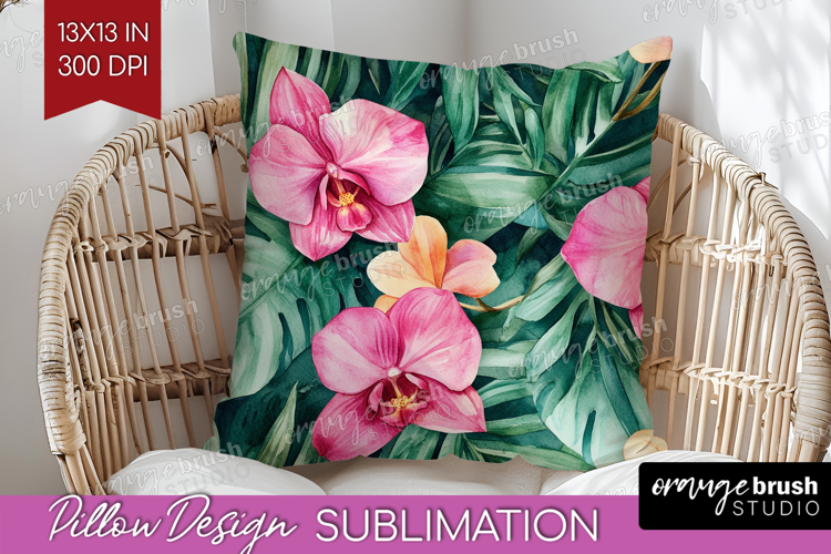 Tropical Flowers Pillow Sublimation - Floral Pillow Cover