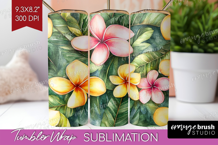Tropical Flowers Tumbler Wrap - Floral Tumbler PNG