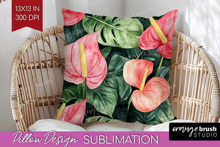 Tropical Flowers Pillow Sublimation - Floral Pillow Cover