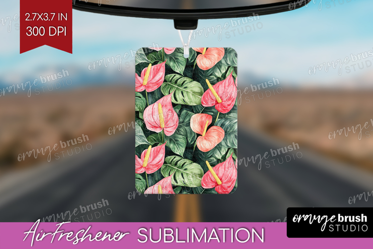 Tropical Flowers Air Freshener PNG - Floral PNG Sublimation example image 1