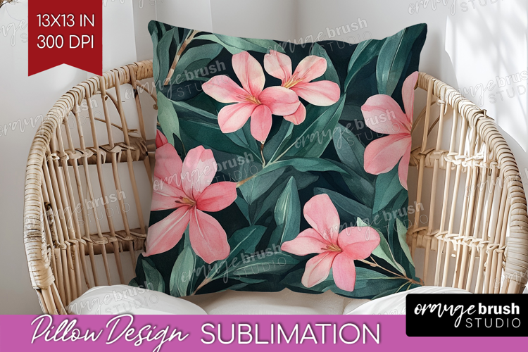 Tropical Flowers Pillow Sublimation - Floral Pillow Cover