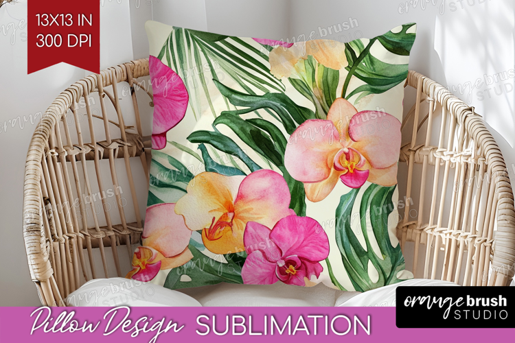 Tropical Flowers Pillow Sublimation - Floral Pillow Cover