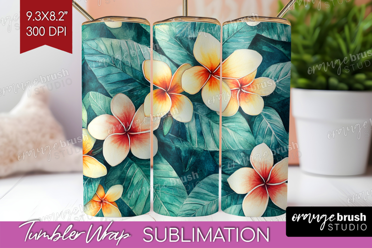 Tropical Flowers Tumbler Wrap - Floral Tumbler PNG