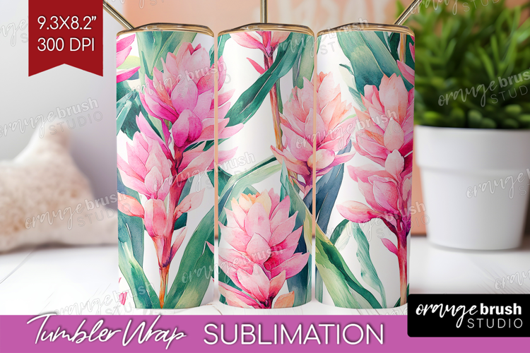 Tropical Flowers Tumbler Wrap - Floral Tumbler PNG