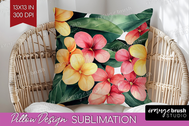 Tropical Flowers Pillow Sublimation - Floral Pillow Cover