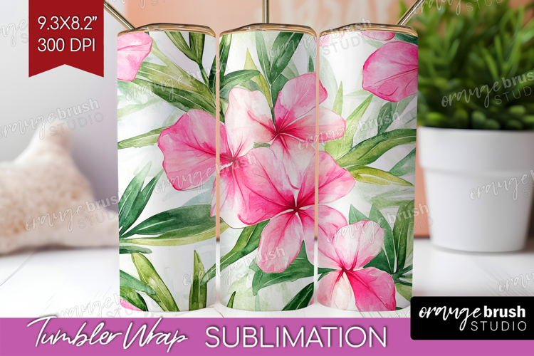 Tropical Flowers Tumbler Wrap - Floral Tumbler PNG