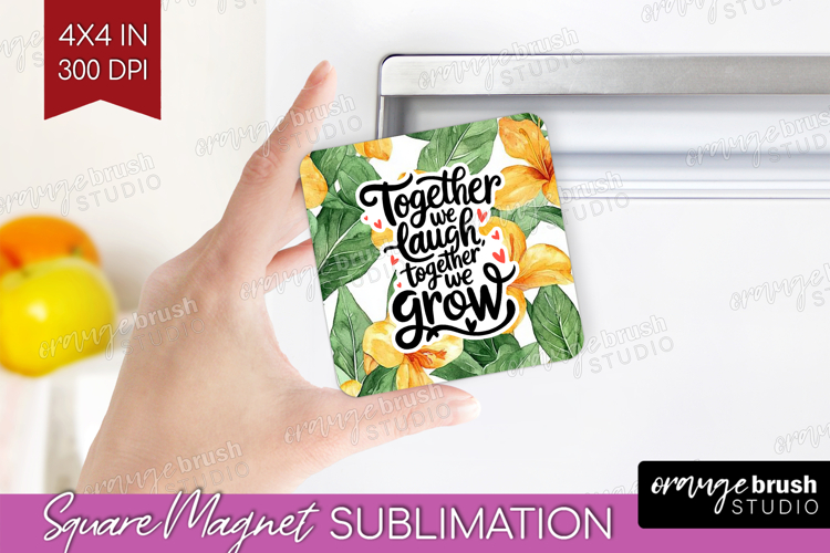 Family Quote Magnet Sublimation - Tropical Flowers Square