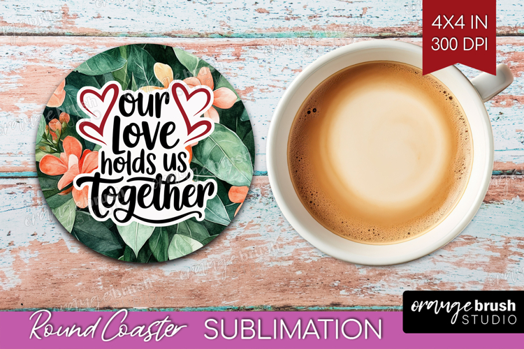 Family Quote Round Coaster - Tropical Flowers Coaster PNG