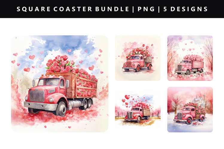 Truck Square Coaster Design | Square Coaster PNG